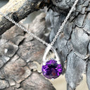 Open V Round Cut Amethyst Pendant