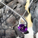 Open V Round Cut Amethyst Pendant