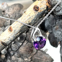 Open V Round Cut Amethyst Pendant