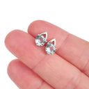  Open V Round Cut Aquamarine Earrings