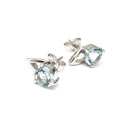  Open V Round Cut Aquamarine Earrings