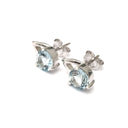  Open V Round Cut Aquamarine Earrings