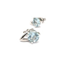  Open V Round Cut Aquamarine Earrings