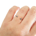 Open White Gold Double Bezel 2mm London Blue Topaz Stacking Ring