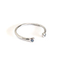 Open White Gold Double Bezel 2mm London Blue Topaz Stacking Ring