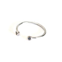 Open White Gold Double Bezel 2mm London Blue Topaz Stacking Ring