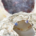 Open White Gold Double Bezel 2mm Tanzanite Stacking Ring