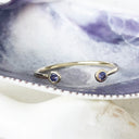 Open Yellow Gold Double Bezel 1mm Tanzanite Stacking Ring