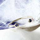 Open Yellow Gold Double Bezel 1mm Tanzanite Stacking Ring