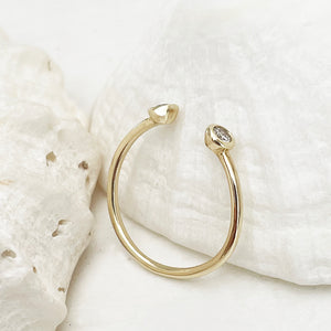 Open Yellow Gold Double Bezel 2,5mm Diamond Stacking Ring