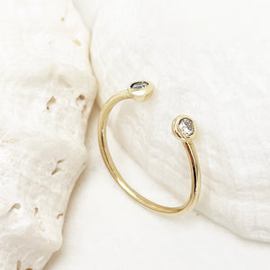 Open Yellow Gold Double Bezel 2,5mm Diamond Stacking Ring