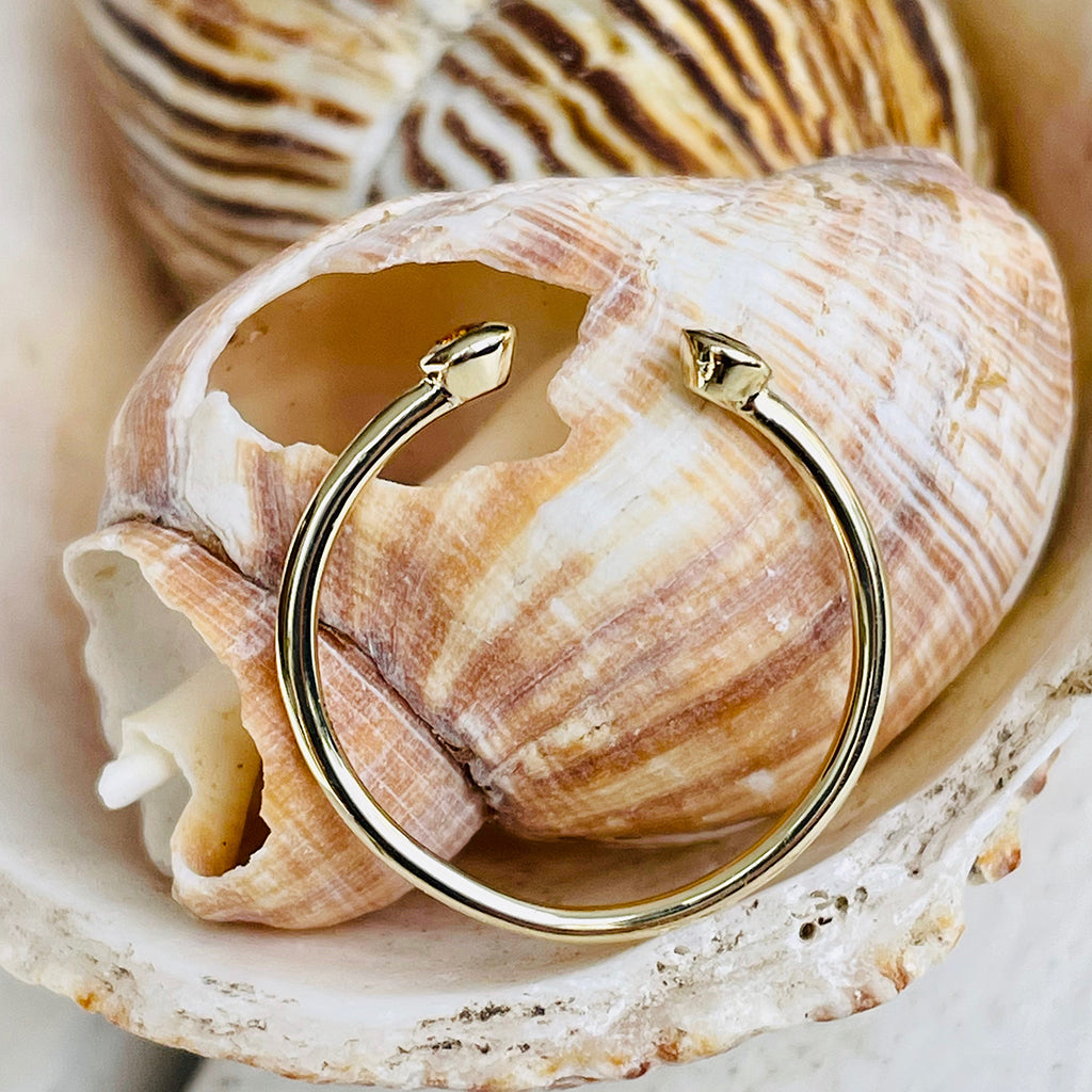 Open Yellow Gold Double Bezel 2mm Citrine Stacking Ring