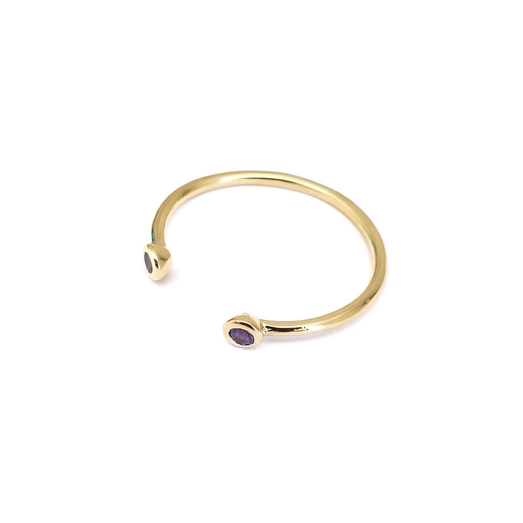 Open Yellow Gold Double Bezel 2mm Tanzanite