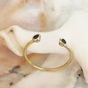 Open Yellow Gold Double Bezel 2mm Tanzanite Stacking Ring