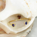 Open Yellow Gold Double Bezel 2mm Tanzanite Stacking Ring