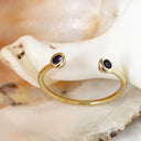 Open Yellow Gold Double Bezel 2mm Tanzanite Stacking Ring