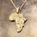 Organic Yellow Gold Africa and Diamond Pendant