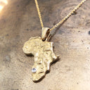 Organic Yellow Gold Africa and Diamond Pendant