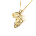 Organic Yellow Gold Africa and Diamond Pendant
