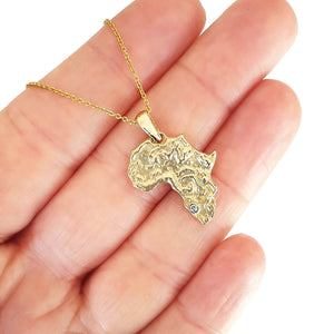 Organic Yellow Gold Africa and Diamond Pendant