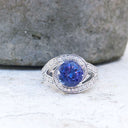 Ornate Diamond Twist Diamond and Tanzanite Ring