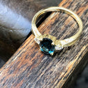 Oval-Cut London Blue Topaz Ring with Diamond Accents 