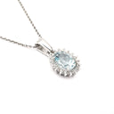 Oval Aquamarine Diamond Halo Pendant