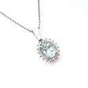 Oval Aquamarine Diamond Halo Pendant