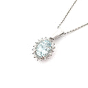 Oval Aquamarine Diamond Halo Pendant