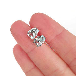  Oval Aquamarine and Diamond earrings
