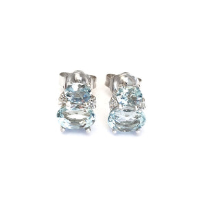  Oval Aquamarine and Diamond earrings