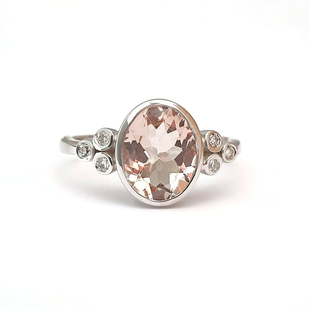 Bezel set morganite ring deals
