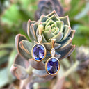 Oval Bezel Set Tanzanite Drop Earrings with Diamond accent