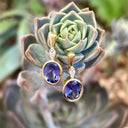 Oval Bezel Set Tanzanite Drop Earrings with Diamond accent