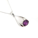 Oval Cut Amethyst Drop Pendant and Chain