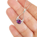 Oval Cut Amethyst Drop Pendant and Chain