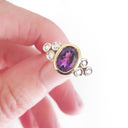 Oval Cut Amethyst Ring with Double Diamond Trilogy Accents