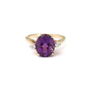 Oval Cut Amethyst Ring with Petite Diamond Accents 