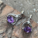 Oval Cut Amethyst and Diamond Twist Drop Earrings