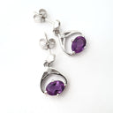 Oval Cut Amethyst and Diamond Twist Drop Earrings