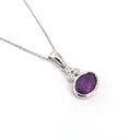 Oval Cut Amethyst with Trilogy Accent Pendant and Chain