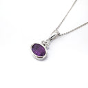 Oval Cut Amethyst with Trilogy Accent Pendant and Chain