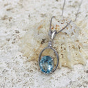 Aquamarine, Diamond & White Gold Oval Pendant