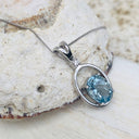 Aquamarine, Diamond & White Gold Oval Pendant