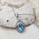 Aquamarine, Diamond & White Gold Oval Pendant