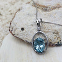 Aquamarine, Diamond & White Gold Oval Pendant