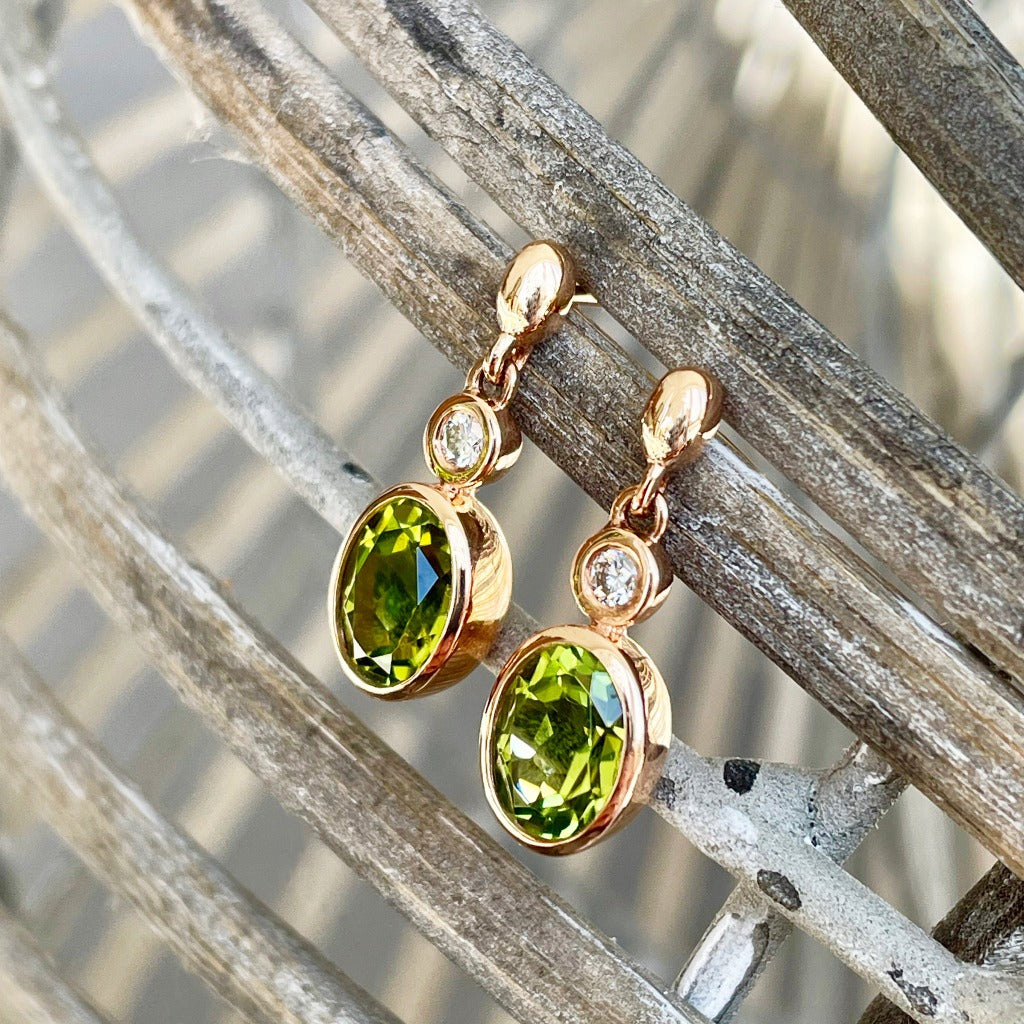 Earrings Golden Droplet Peridot – Mombasa Rose