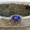 Oval Cut Double Claw with Ornate Basket Tanzanite Ring