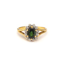 Oval Cut Green Tourmaline with Split Shank Yellow Gold Ring