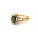 Oval Cut Green Tourmaline with Split Shank Yellow Gold Ring